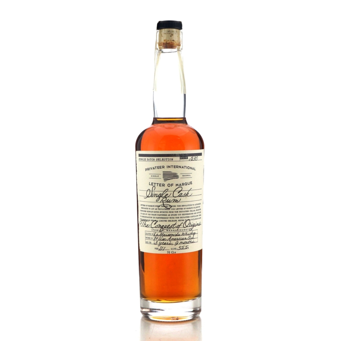 Image for Privateer Letter of Marque Batch No.530 Single Cask Rum 3 Year Old - The Conquest of Origins