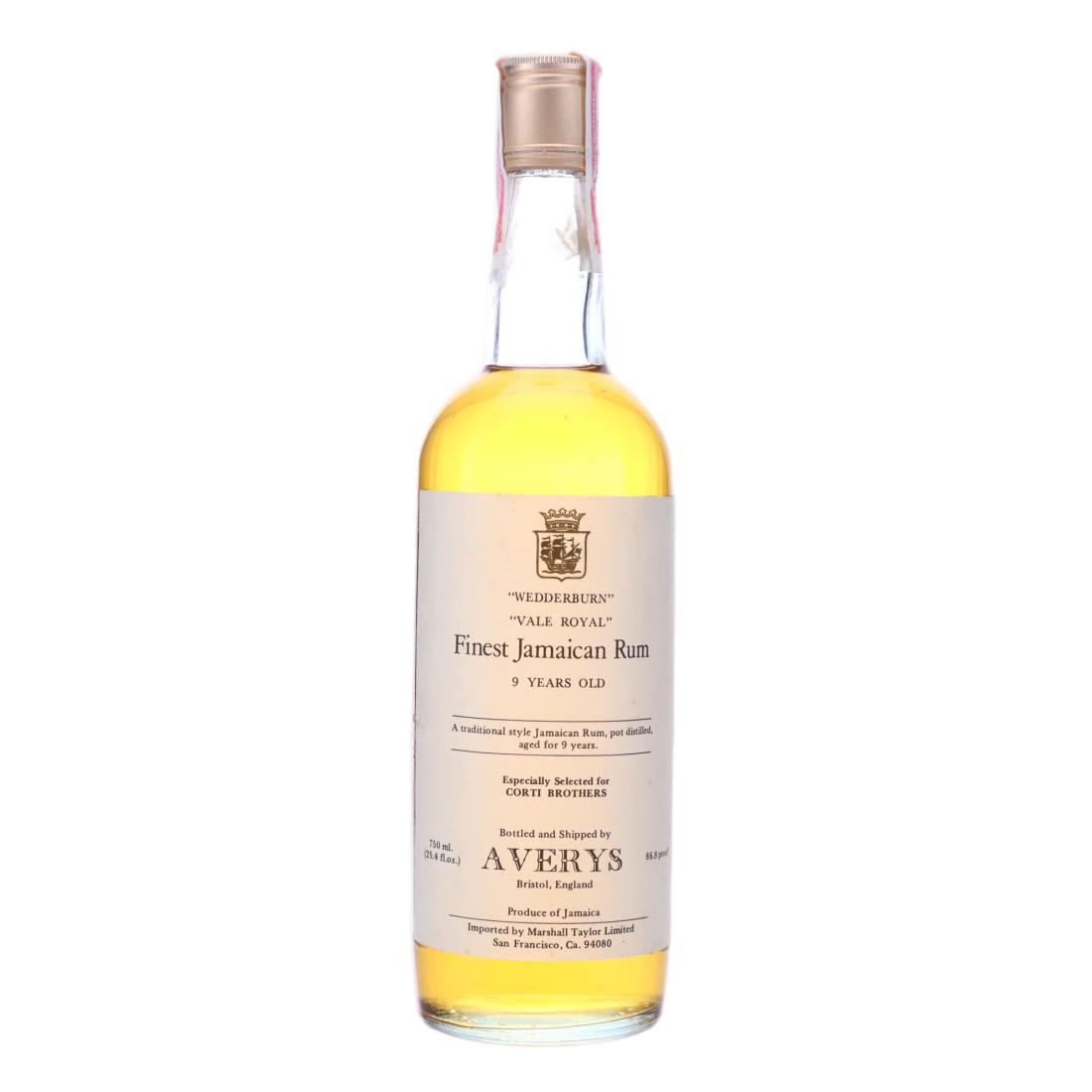 Long Pond Vale Royal 9 Year Old Averys for Corti Brothers Jamaican Wedderburn Rum 1970s 