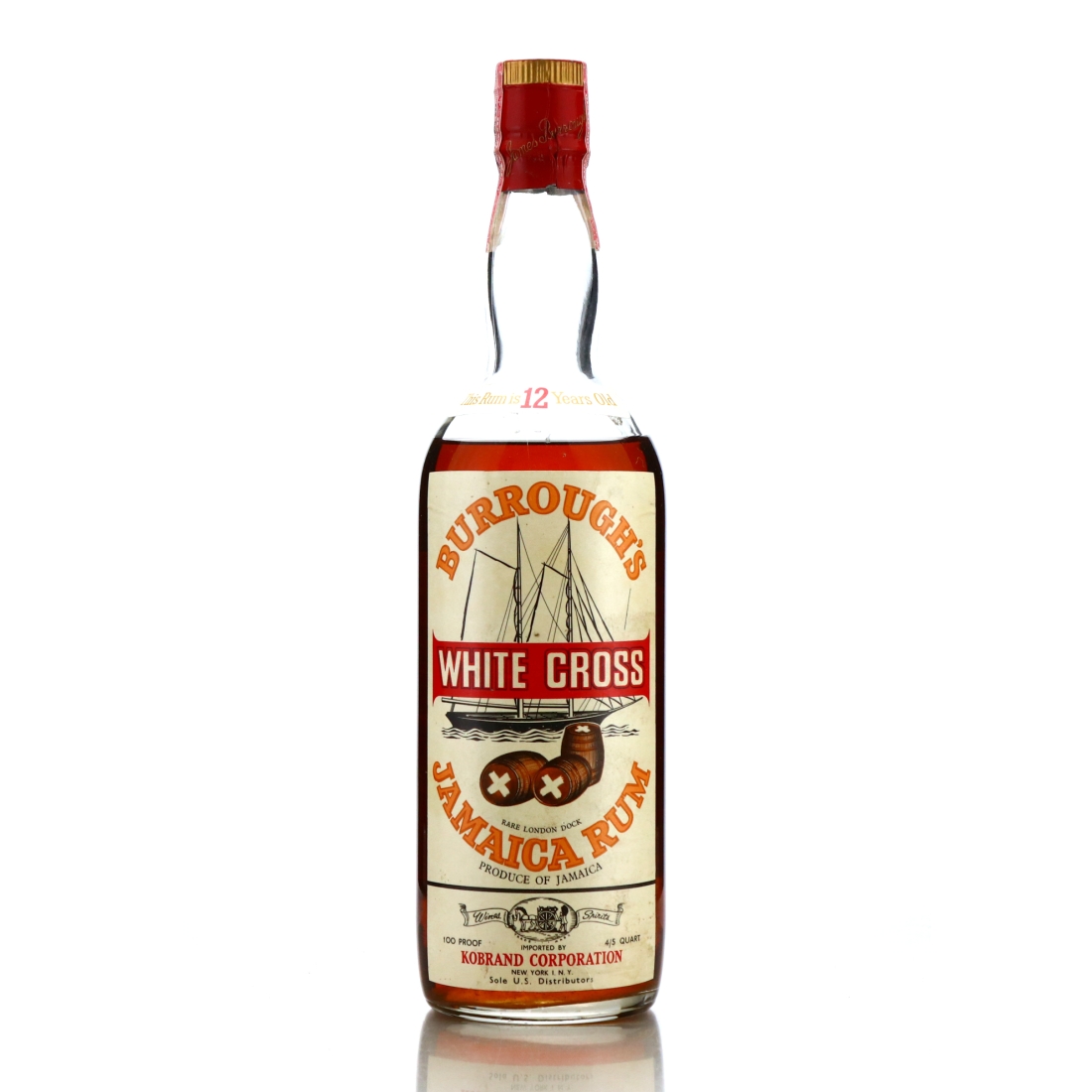 Burrough's 12 Year Old White Cross Jamaica Rum 1960s / US Import