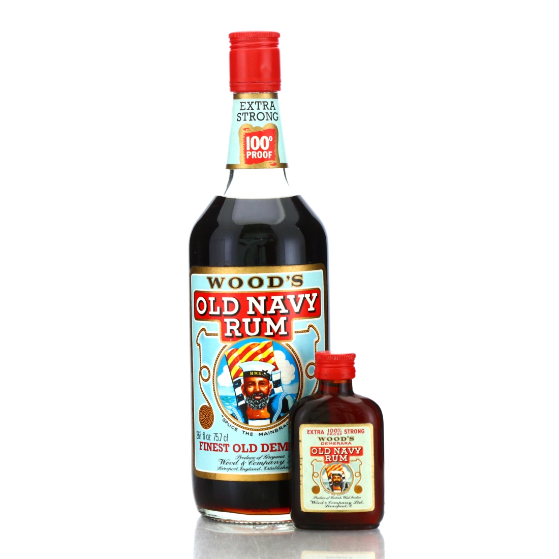 Wood's 100 Proof Old Navy Rum ​1970s with Miniature