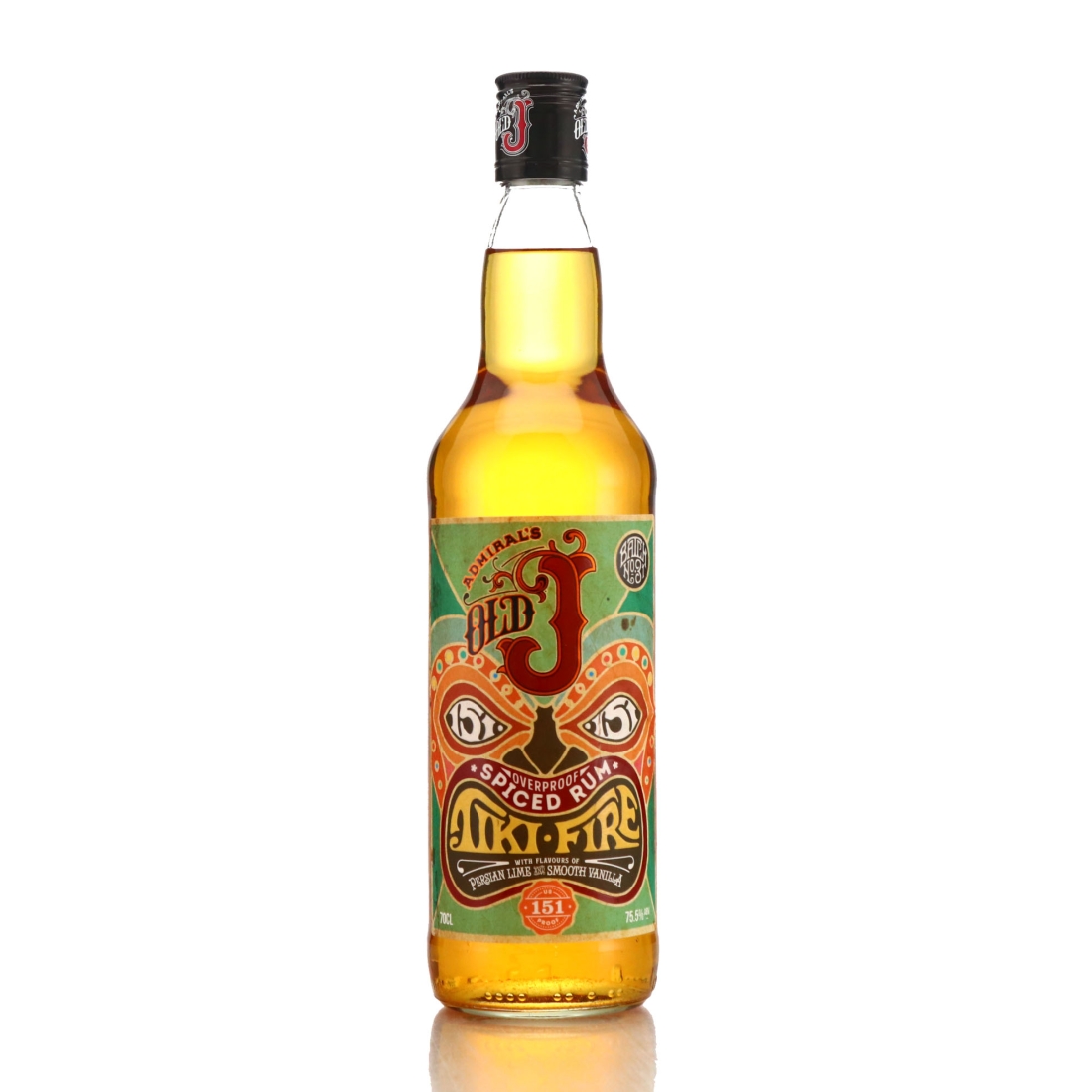 Admiral Vernon's Old J Tiki Fire Spiced Rum 151 Proof
