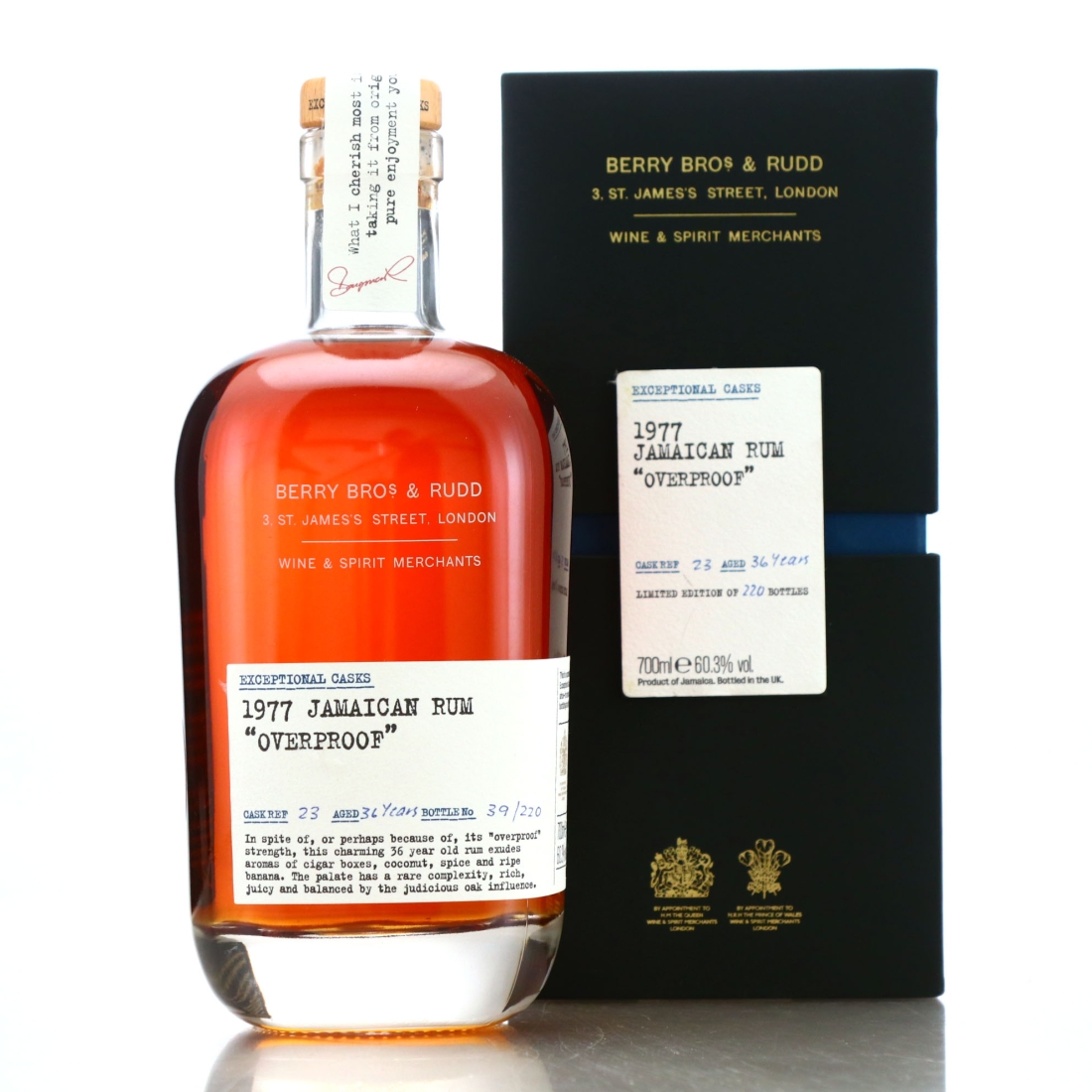 Jamaica Rum 1977 Berry Brothers and Rudd 36 Year Old Exceptional Cask