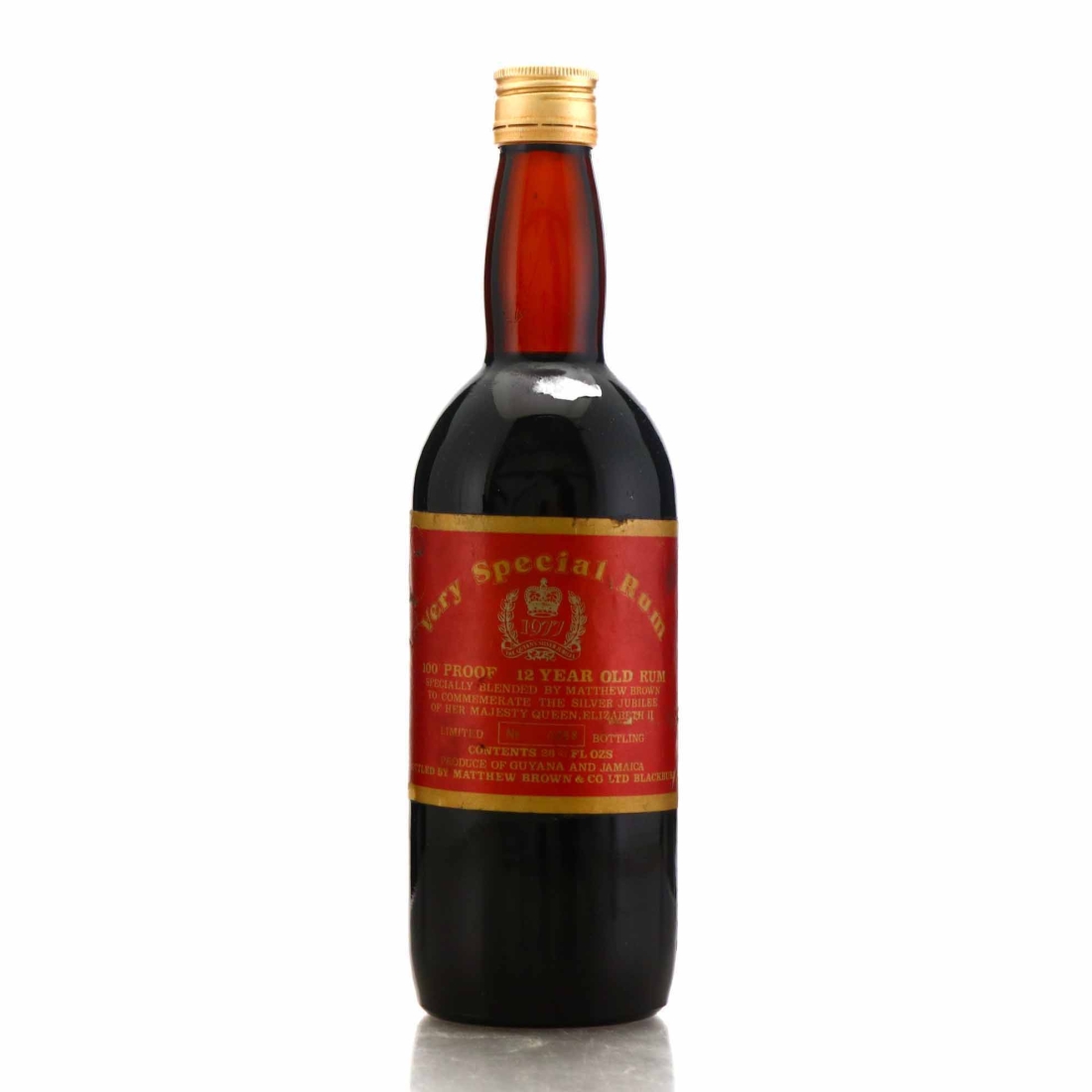 Queen's Silver Jubilee Very Special Rum 12 Year Old Matthew Brown & Co 100 Proof 1977
