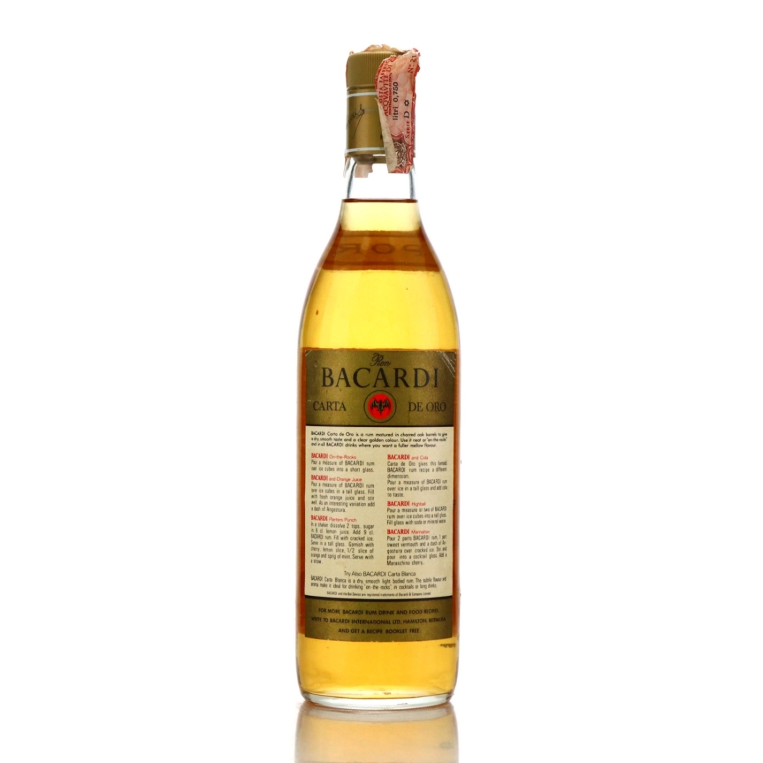 Image for Bacardi Carta de Oro 1970s / Wax & Vitale Import