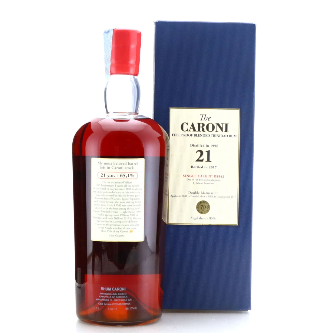 Image for Caroni 1996 Velier 21 Year Old Single Cask R5542 1.5 Litre 70th Anniversary