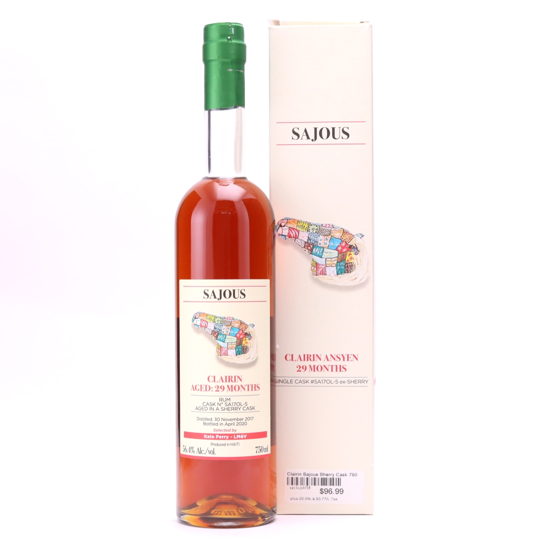 Sajous 2017 Single ex-Sherry Cask 29 Month Old Clairin Ansyen 75cl / US Import - Kate Perry