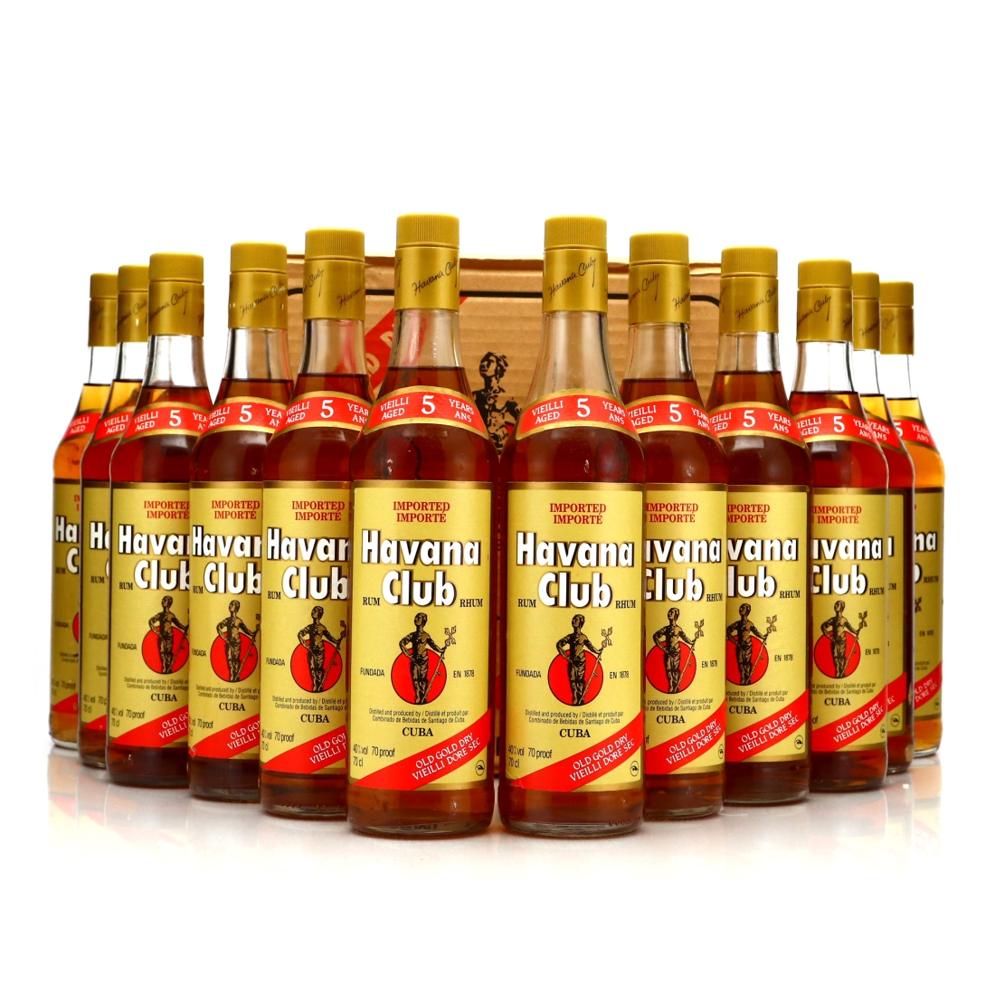 Havana Club Old Gold Dry 5 Year Old 1990s 12 x 70cl - Case