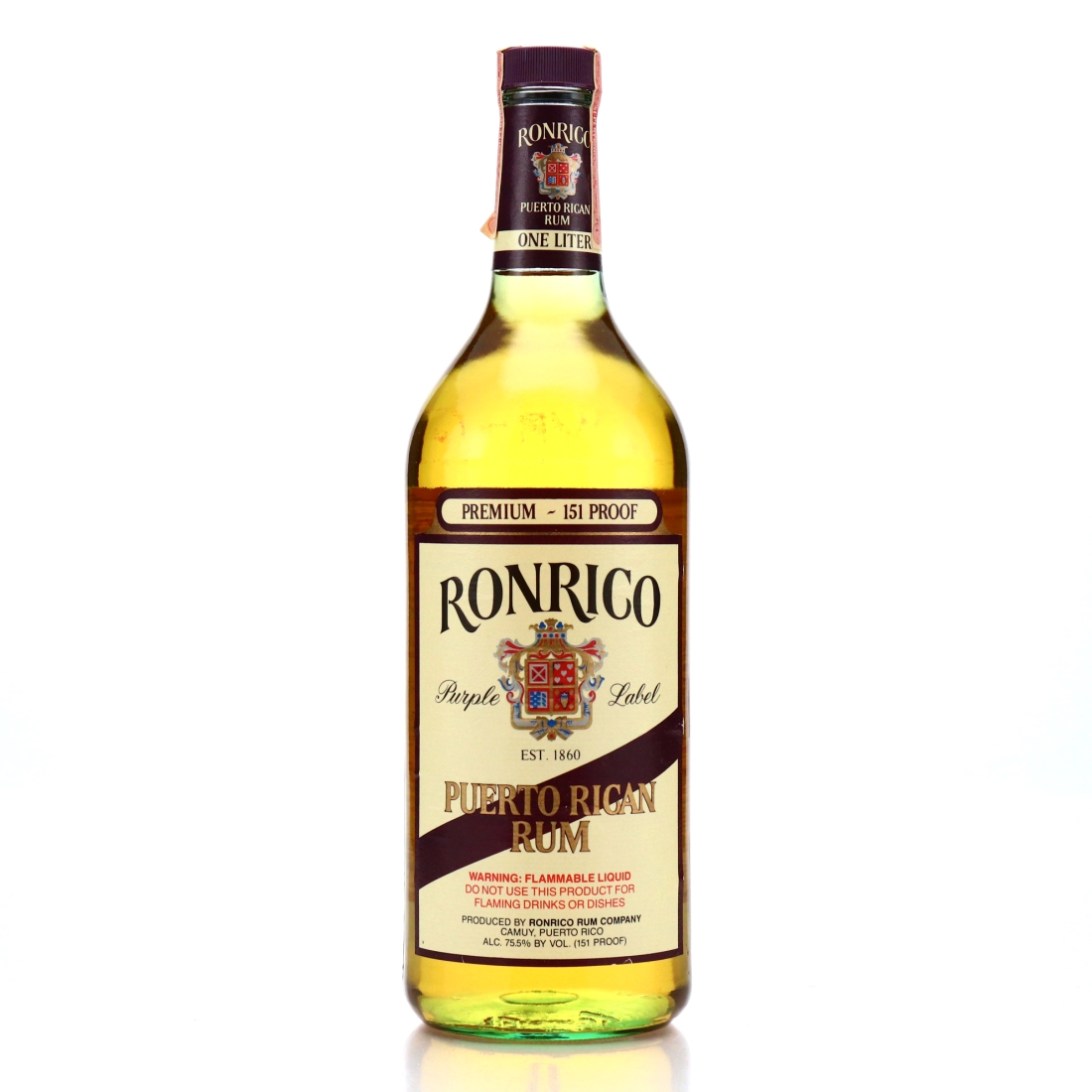 Ronrico Purple Label Puerto Rican Rum 151 Proof 1 Litre