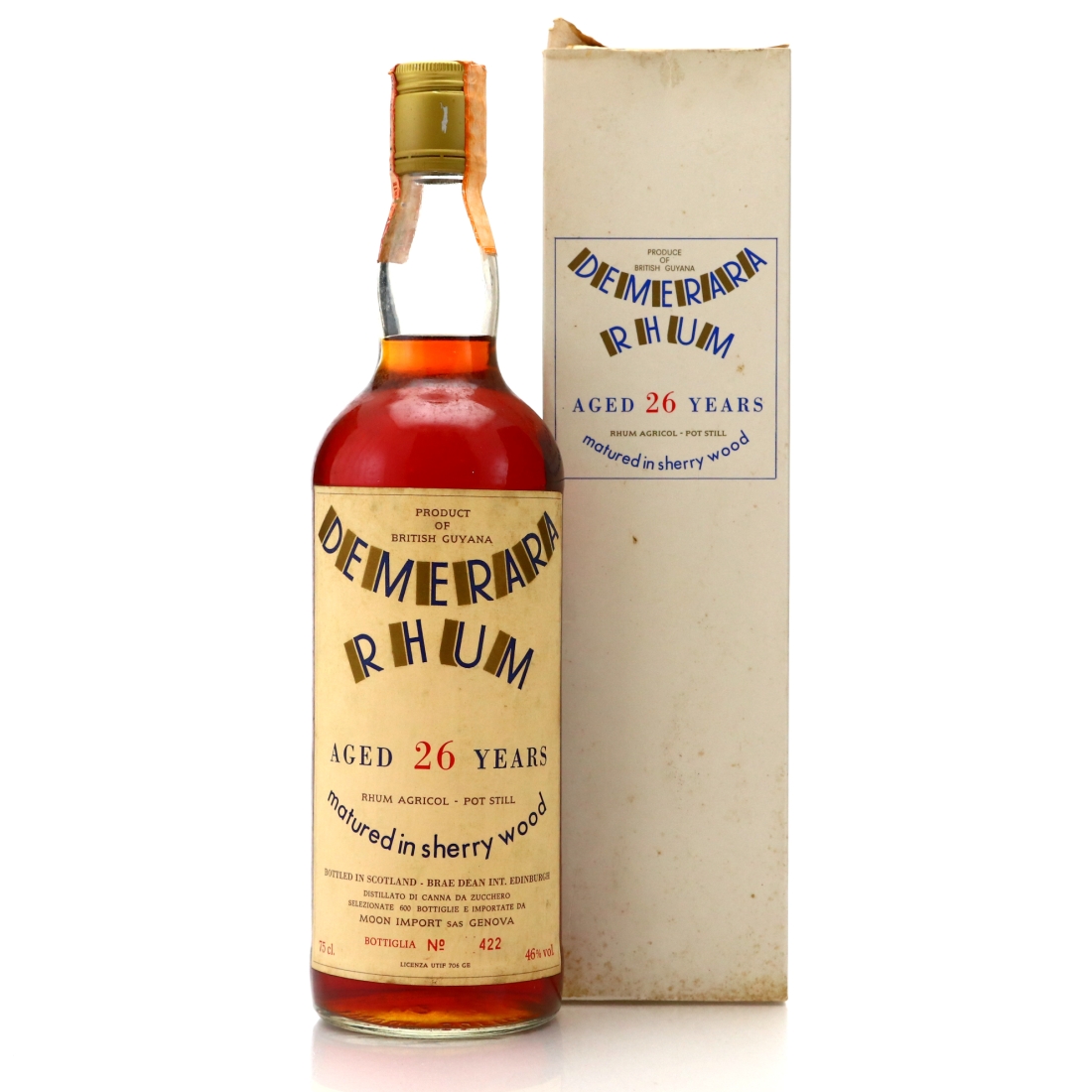 Demerara Rum 26 Year Old Moon Import Sherry Wood 1980s