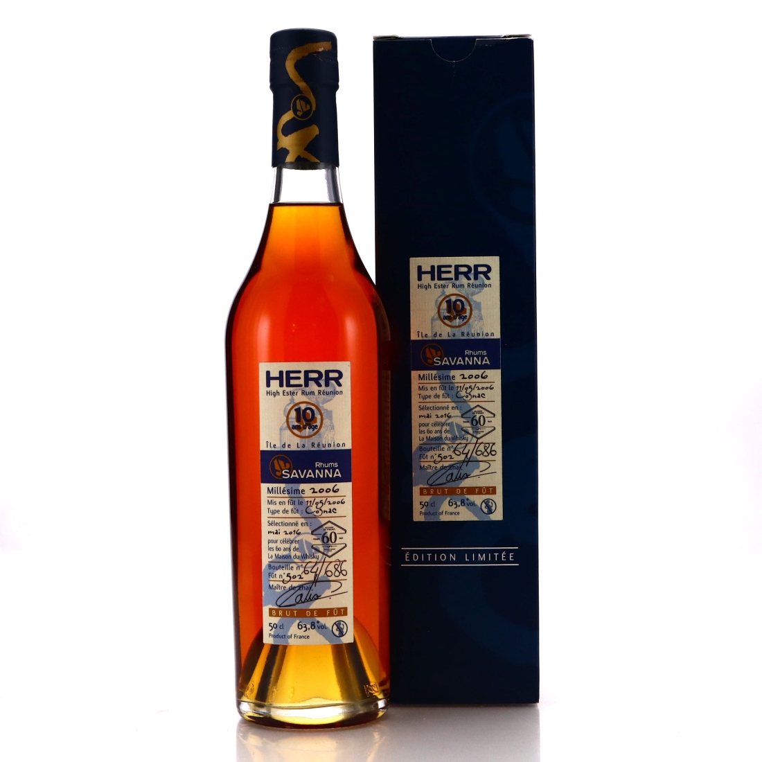 Image for Savanna HERR 2006 Single Cognac Cask 10 Year Old #502 50cl -   60th Anniversary