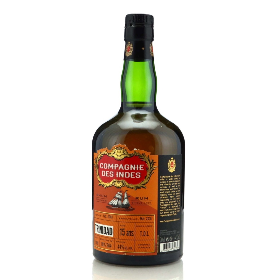 Trinidad Distillers 2003 Compagnie des Indes 15 Year Old
