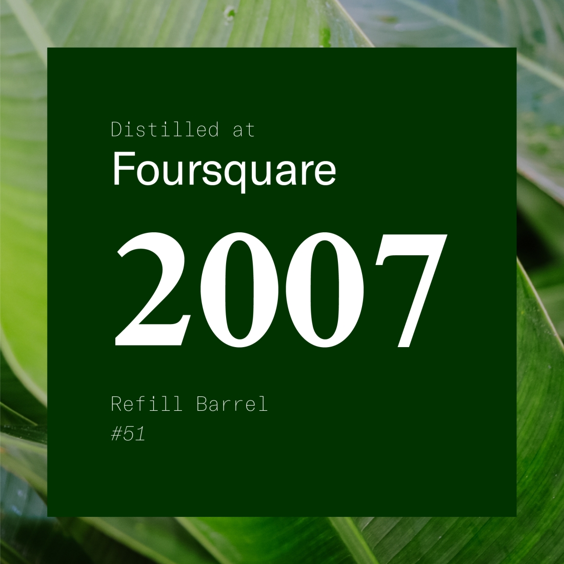 Cask: Foursquare 2007 Refill Barrel #51 / stored at North of Scotland