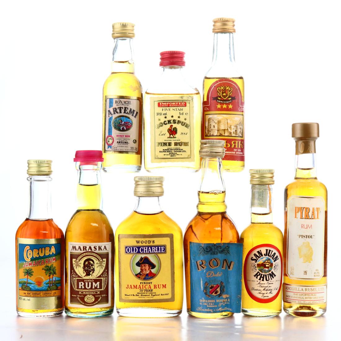 Rum Miniatures x 9 / Including Old Charlie