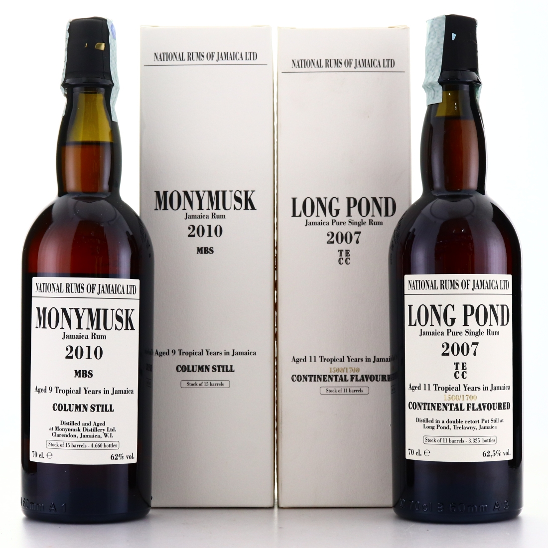 Long Pond TECC & Monymusk MBS National Rums of Jamaica 2 x 70cl