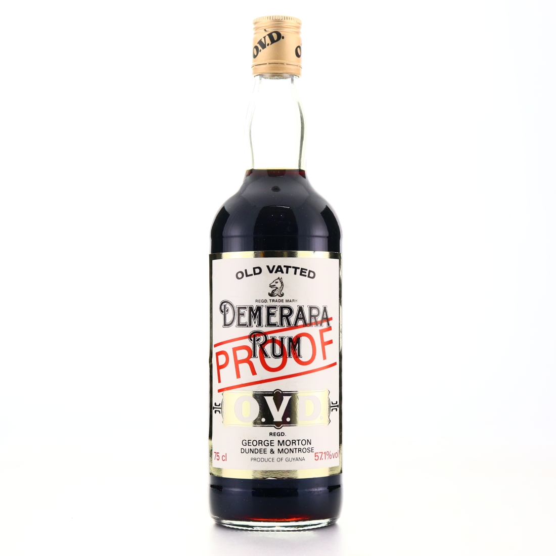George Morton 'OVD' Old Vatted Demerara Rum 100 Proof 1980s
