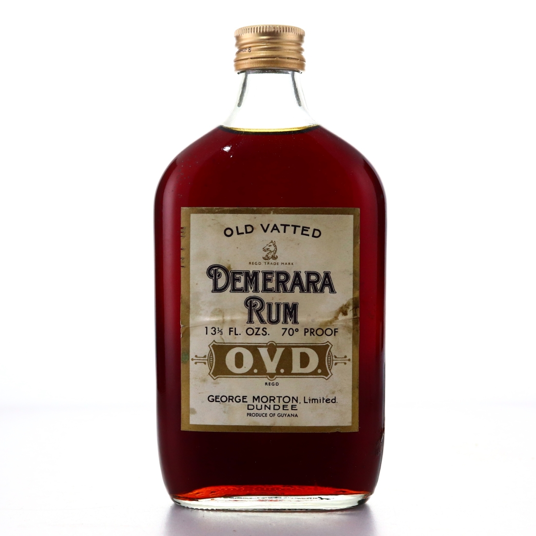 George Morton 'OVD' Old Vatted Demerara Rum Half Bottle 1970s