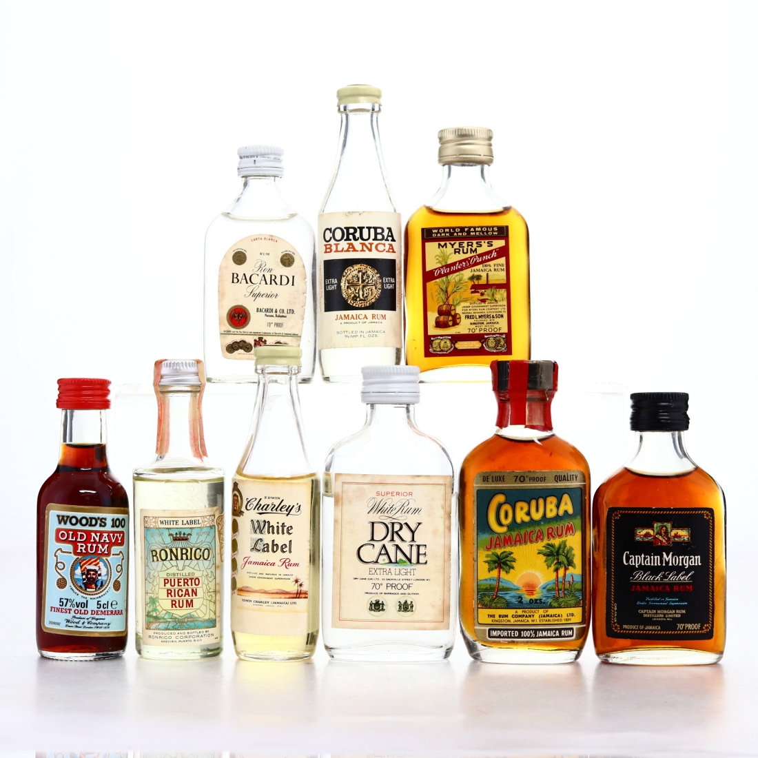 Rum Miniatures x 9 / includes Wood's 100